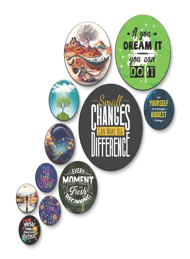 Rousrie Wooden Wall Hanging for Home Decor, Living Room, Bedroom, Office Decoration, Aesthetic Motivational Art Patterns, Pack of 11 (Motivational Quotes 2) - Image 1